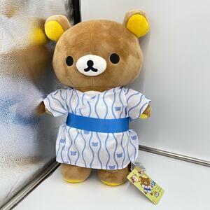San-X Rilakkuma Summer Yukata Blue Kimono 16” Plush NWT Round One